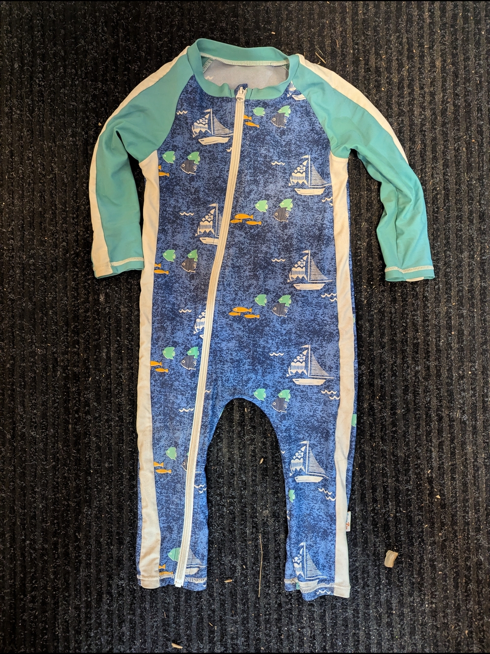 SwimZip Kids Long Sleeve One-Piece Swimsuit in Blue and Teal